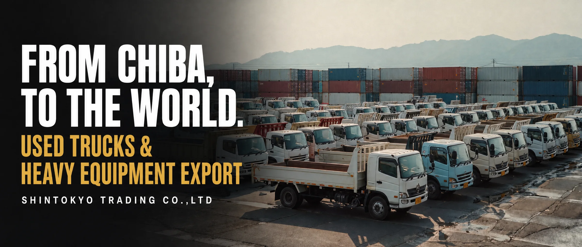 From Chiba, to the world. Used trucks and heavy equipment export — SHINTOKYO TRADING CO.,LTD